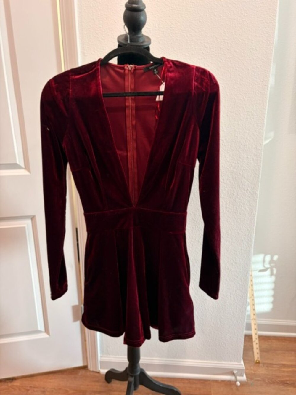 Women's Medium velvet burgundy romper